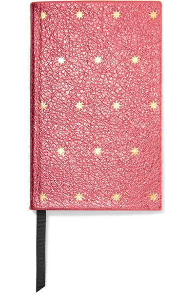 Shop Smythson Panama Metallic Printed Textured-leather Notebook In Pink