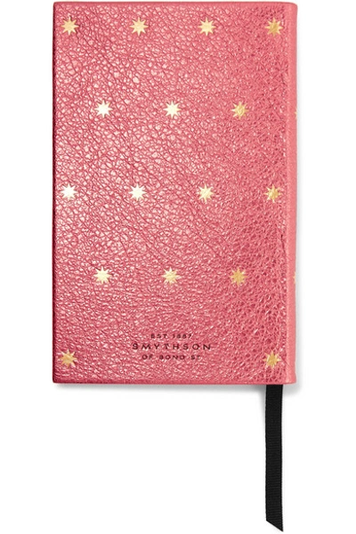 Shop Smythson Panama Metallic Printed Textured-leather Notebook In Pink