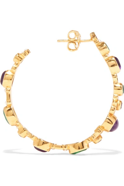 Shop Percossi Papi Gold-plated And Enamel Multi-stone Hoop Earrings