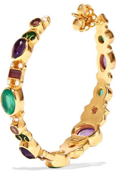 Shop Percossi Papi Gold-plated And Enamel Multi-stone Hoop Earrings