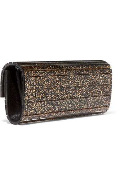 Shop Jimmy Choo Sweetie Glittered Acrylic And Leather Clutch In Black