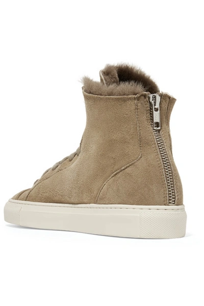 Shop Common Projects Tournament Shearling High-top Sneakers In Mushroom