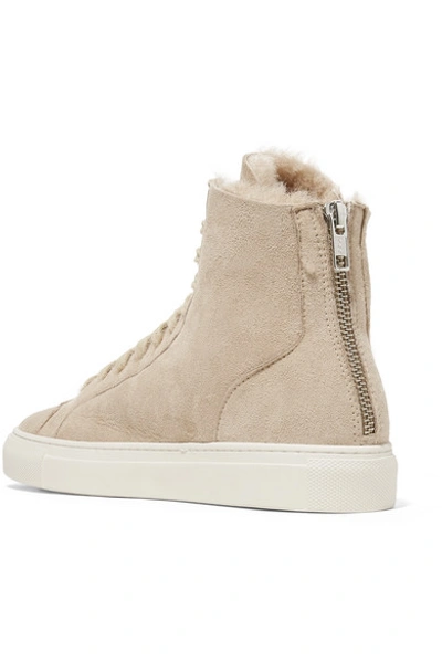 Shop Common Projects Tournament Shearling High-top Sneakers In Beige