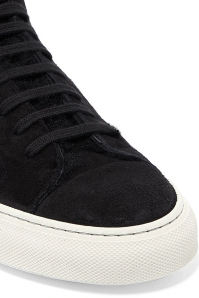 Shop Common Projects Tournament Shearling-lined Suede High-top Sneakers In Black