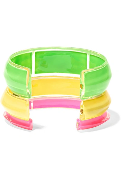 Shop Alison Lou Jelly Set Of Three Lucite And Enamel Cuffs In Green