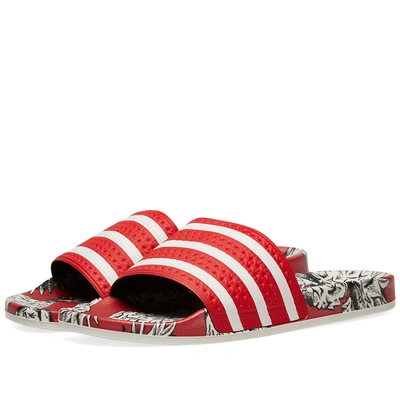 Adidas Originals Adidas X Farm Adilette Slider Sandals In Tropical Print -  Multi In Red | ModeSens