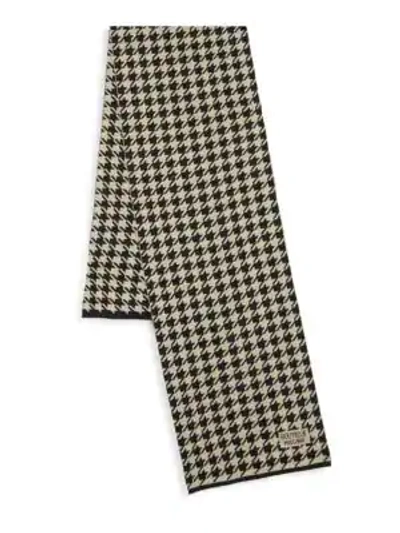 Shop Moschino Houndstooth Knit Scarf In Yellow Black