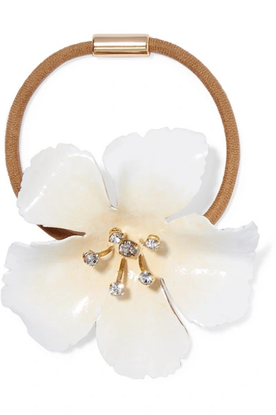 Shop Jennifer Behr Malia Enamel, Gold-tone And Crystal Hair Tie In White