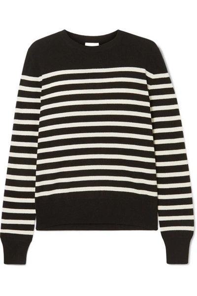 Shop Saint Laurent Striped Cashmere Sweater In Black