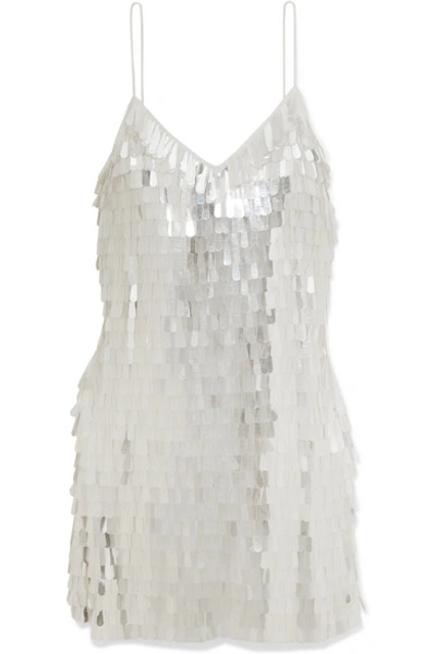 Shop Alice And Olivia Contessa Paillette-embellished Chiffon Mini Dress In White