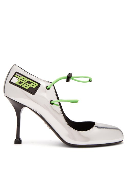 prada silver pumps