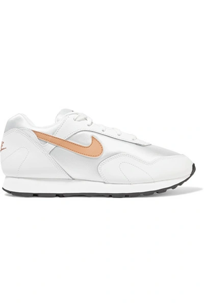 Shop Nike Outburst Leather And Mesh Sneakers In White