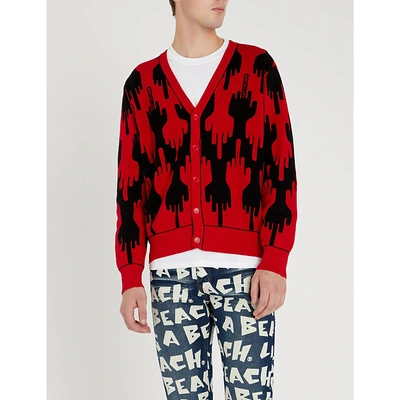 Lifes A Beach Hand-intarsia Cotton Cardigan In Red | ModeSens