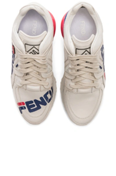 Shop Fendi X Fila Logo 运动鞋 In White