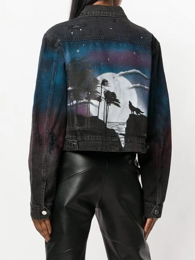 Shop Amiri Printed Denim Jacket In Black