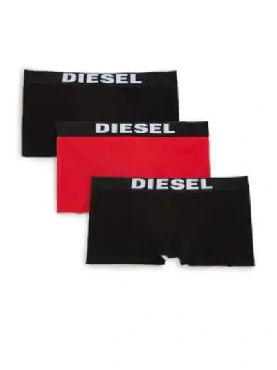 Shop Diesel Umbx Rocco 3-pack Boxer Briefs In Black Red