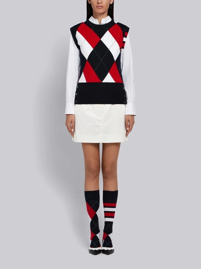 Shop Thom Browne 4-bar Argyle Merino Shell Top In Black