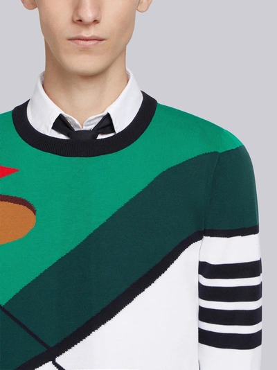 Shop Thom Browne Golf Scenery Intarsia Pullover In Green