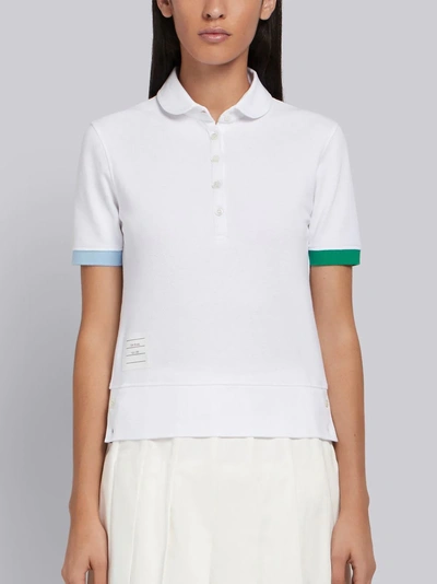 Shop Thom Browne Piqué Collection Polo In White