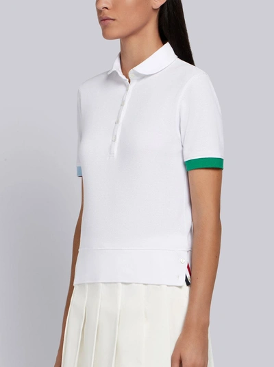Shop Thom Browne Piqué Collection Polo In White