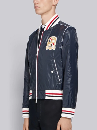 Shop Thom Browne Ribbed Satin Tech Blouson In Blue