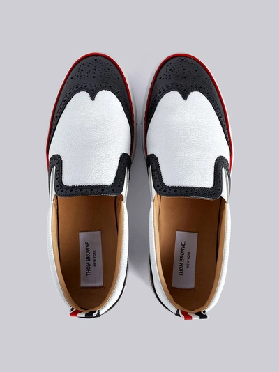 Shop Thom Browne Leather Slip-on Wingtip Trainer In White