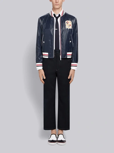 Shop Thom Browne Ribbed Satin Tech Blouson In Blue