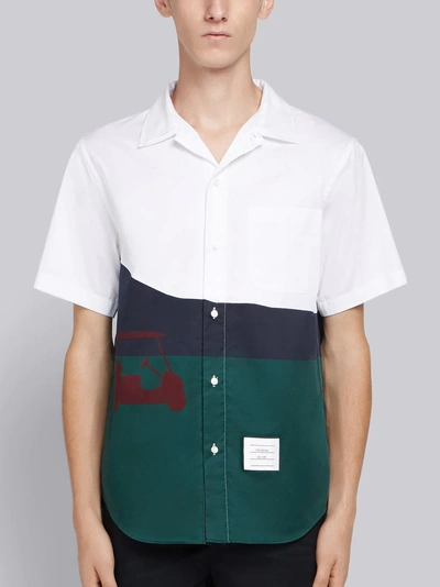 Shop Thom Browne Golf Artwork Poplin Cuban Shirt In White