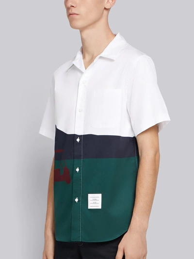 Shop Thom Browne Golf Artwork Poplin Cuban Shirt In White