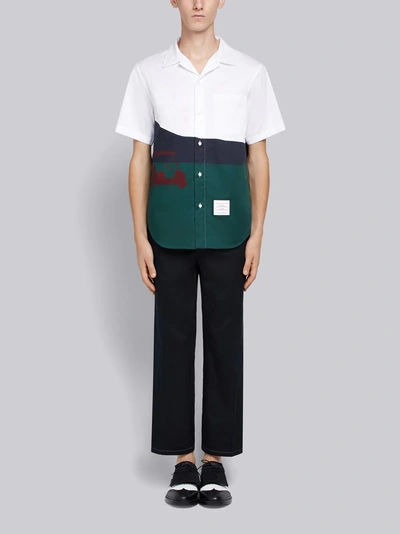 Shop Thom Browne Golf Artwork Poplin Cuban Shirt In White