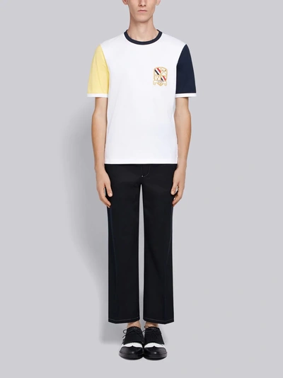 Shop Thom Browne Cotton Jersey Ringer Tee In White