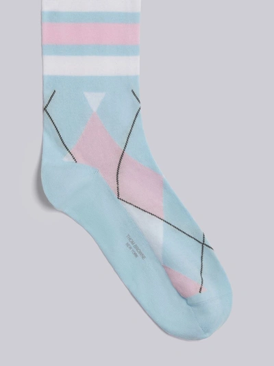Shop Thom Browne Argyle 4-bar Mid-calf Socks In Blue
