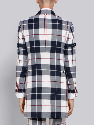 Shop Thom Browne Buffalo Tartan Chesterfield Overcoat In Blue