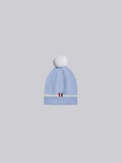 Shop Thom Browne Pom-pom Merino Beanie In Blue