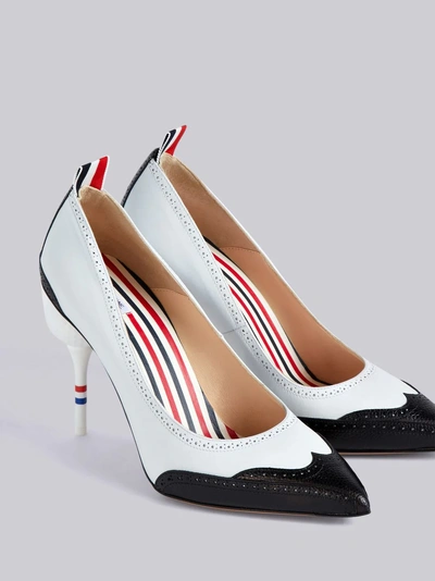 Shop Thom Browne Golf Tee Leather Low Heel In White