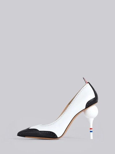 Shop Thom Browne Golf Tee Leather Low Heel In White