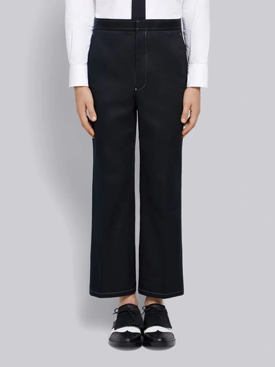 Shop Thom Browne Patch Pocket Straight Leg Chino In Blue