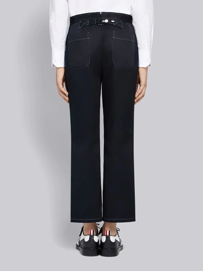 Shop Thom Browne Patch Pocket Straight Leg Chino In Blue