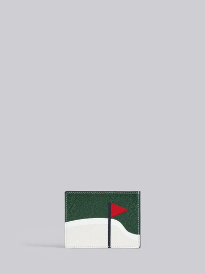 Shop Thom Browne Golf Intarsia Leather Note Cardholder In White