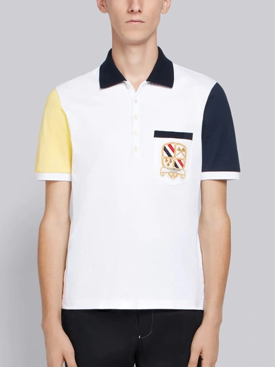 Shop Thom Browne Cotton Jersey Pocket Polo In White