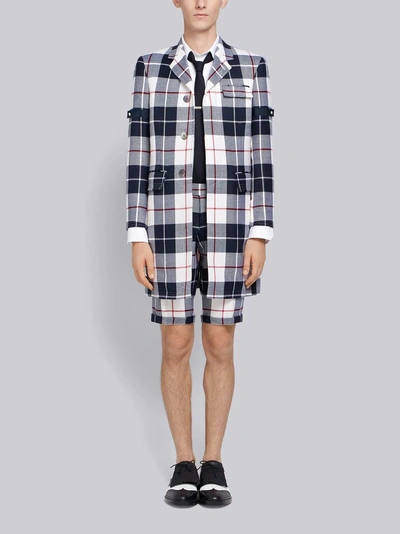 Shop Thom Browne Buffalo Tartan Skinny Wool Short In Blue