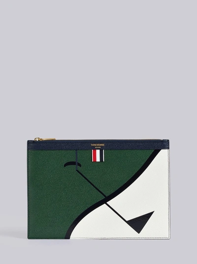 Shop Thom Browne Golf Intarsia Small Tablet Holder In Green