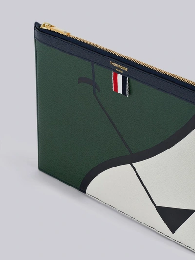 Shop Thom Browne Golf Intarsia Small Tablet Holder In Green