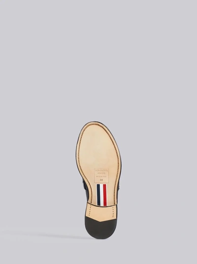 Shop Thom Browne Pebbled Leather Fringe Bow Loafer In Blue