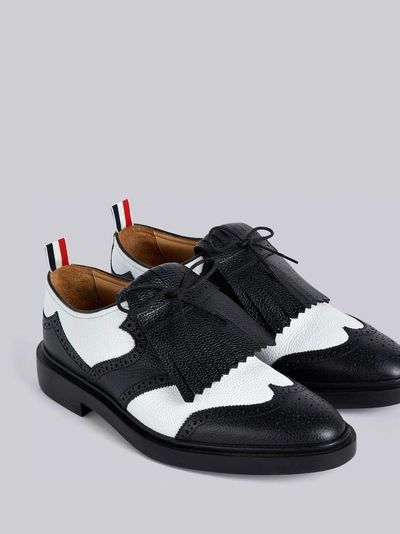 Shop Thom Browne Pebbled Leather Kilt Brogue In White