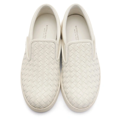 Shop Bottega Veneta White Intrecciato Dodger Slip-on Sneakers In 9000 White