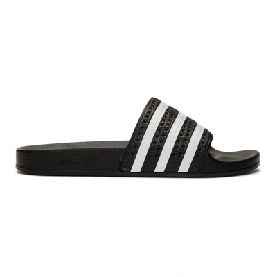 Adidas Originals Black & White Adilette Sandals In Black/white/black |  ModeSens