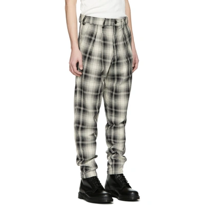 Shop Billy Black And Off-white Plaid Double Pleated Trousers In B/w Plaid