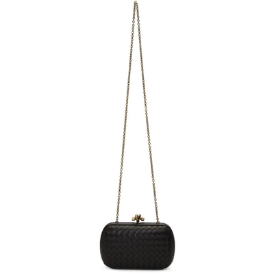 Shop Bottega Veneta Black Intrecciato Chain Knot Clutch In 1000-black