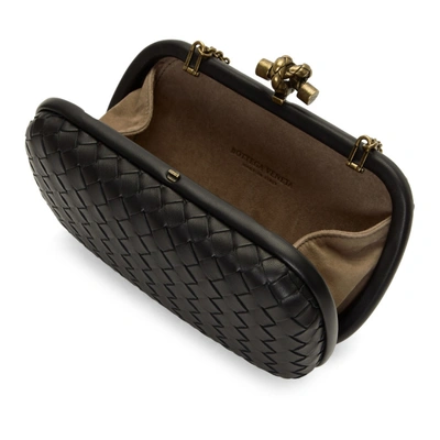 Shop Bottega Veneta Black Intrecciato Chain Knot Clutch In 1000-black